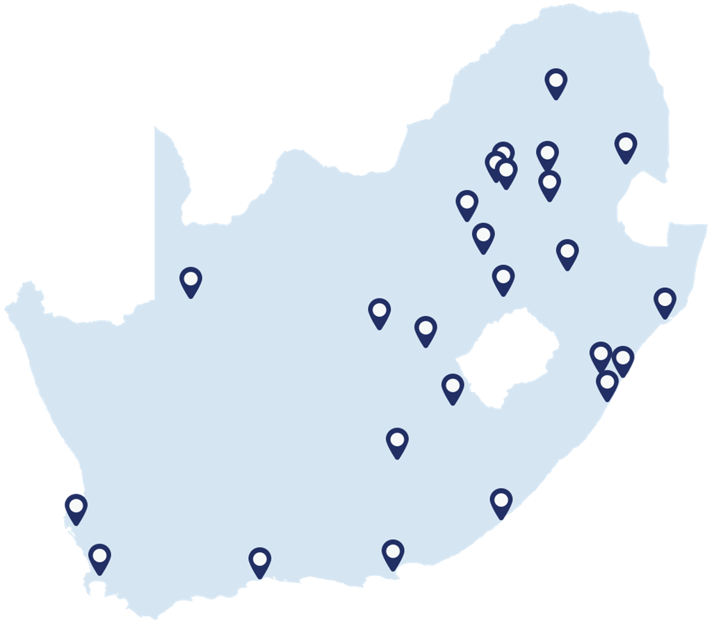 blue map of South Africa